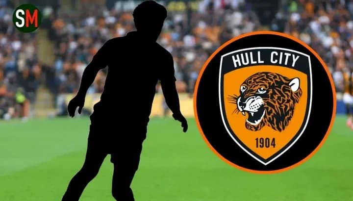 Silhouette of player with Hull City logo background