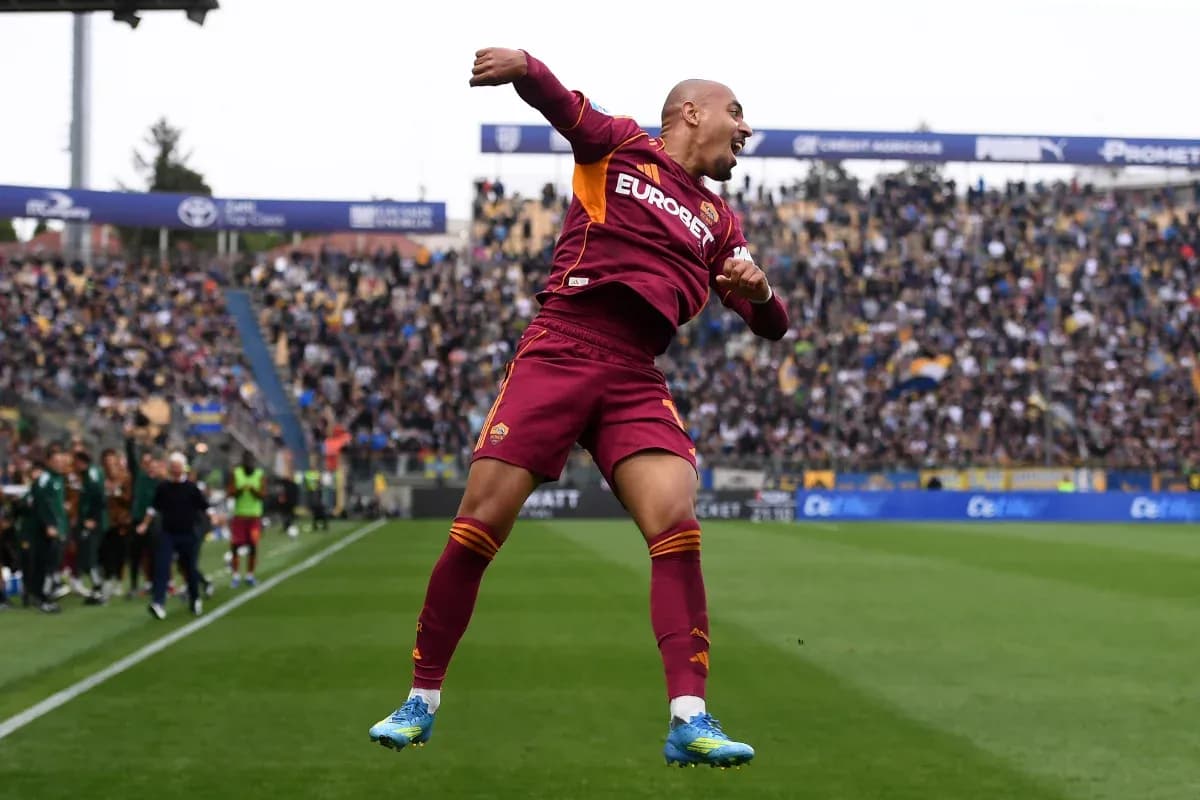Player celebrating during Parma vs AS Roma match