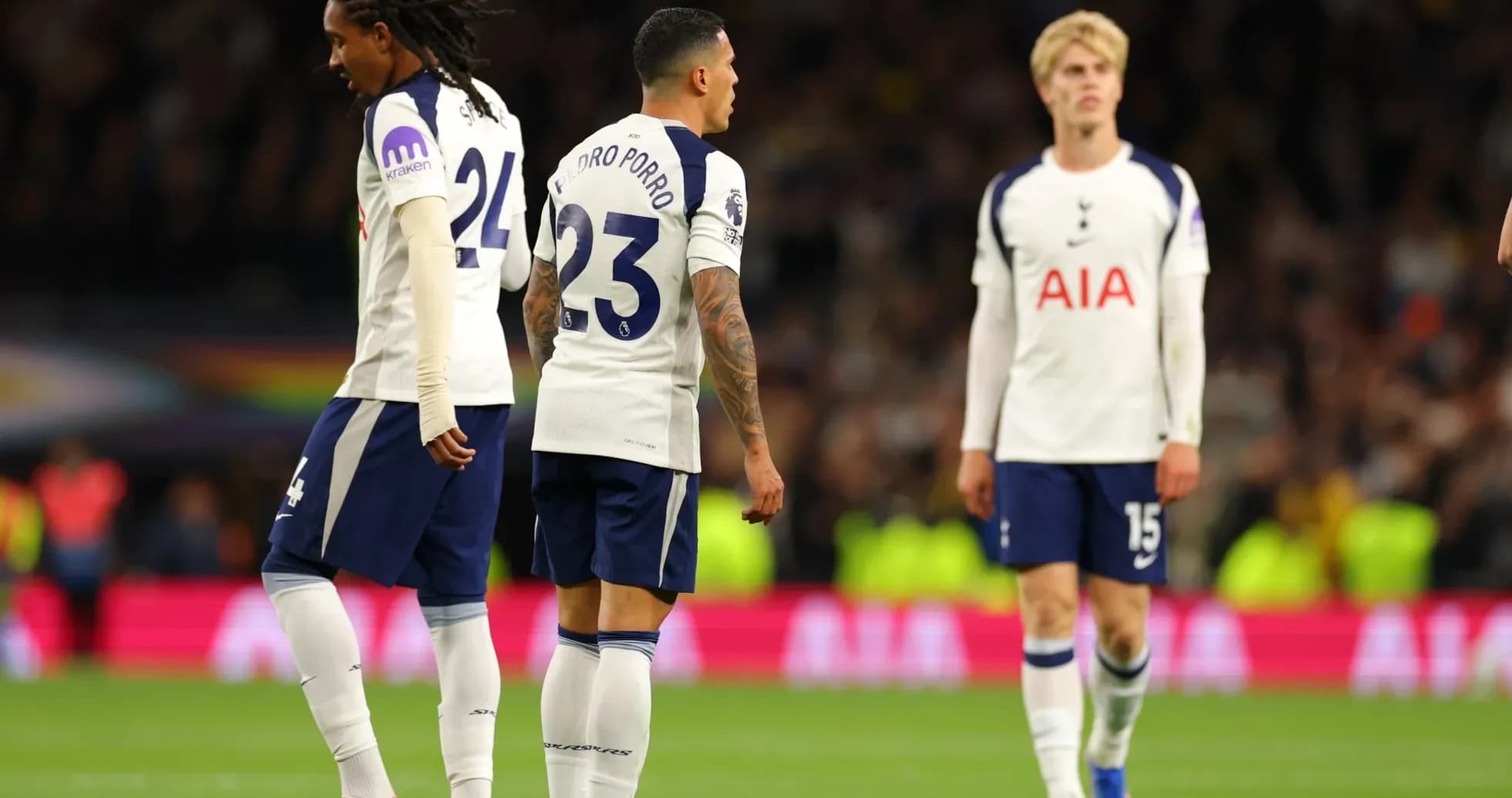 Tottenham players on the pitch during a match