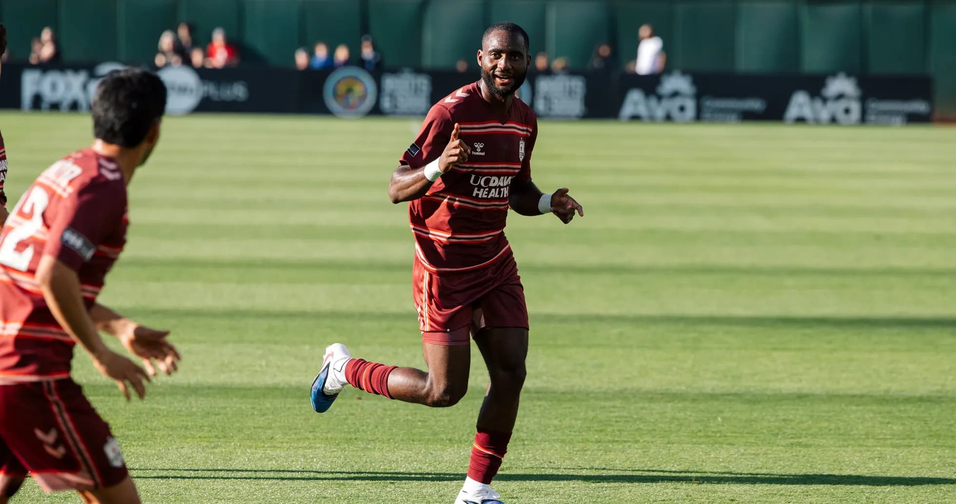 Player celebrating during Phoenix Rising match