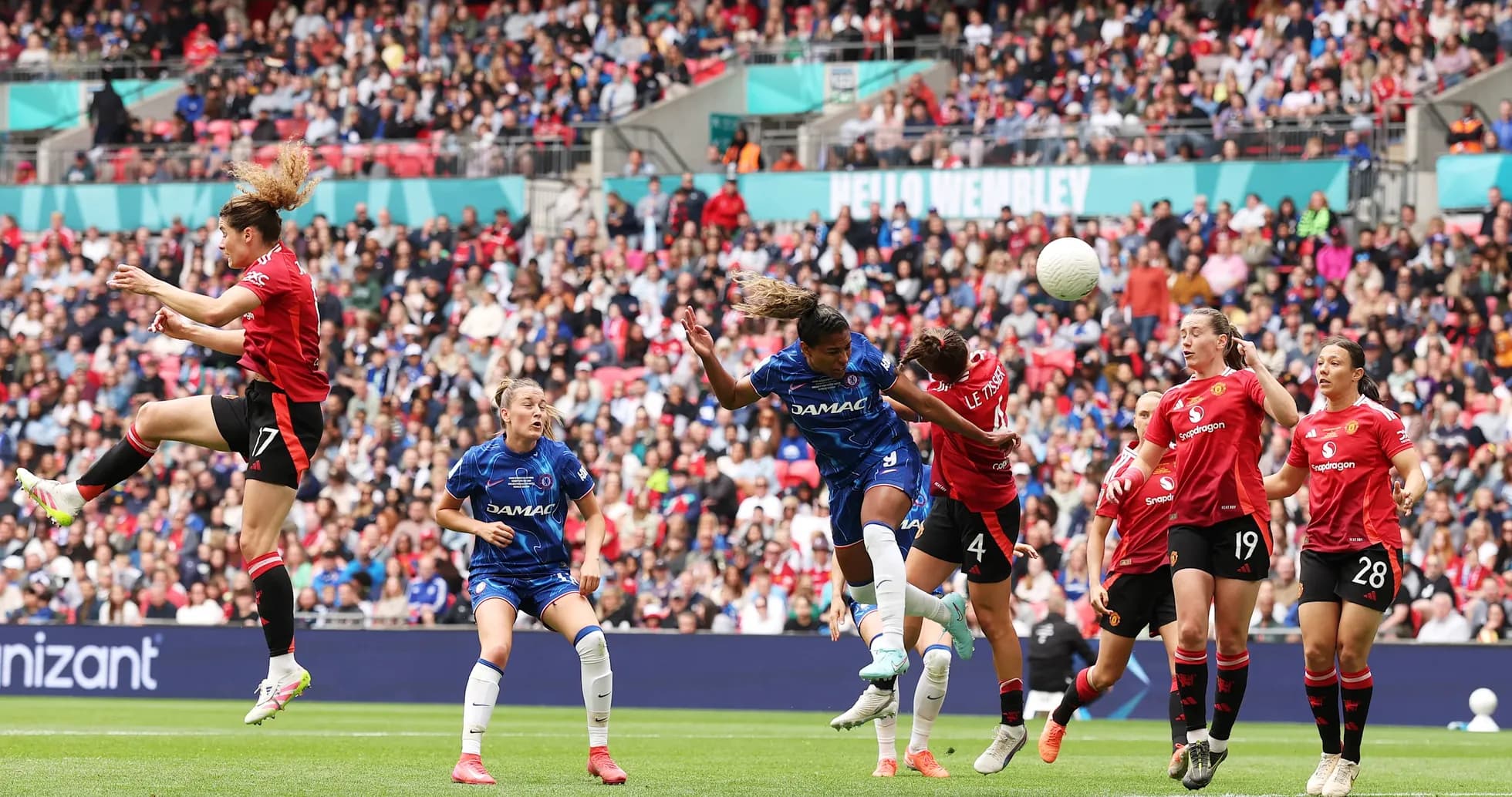 Chelsea and Manchester United players in action