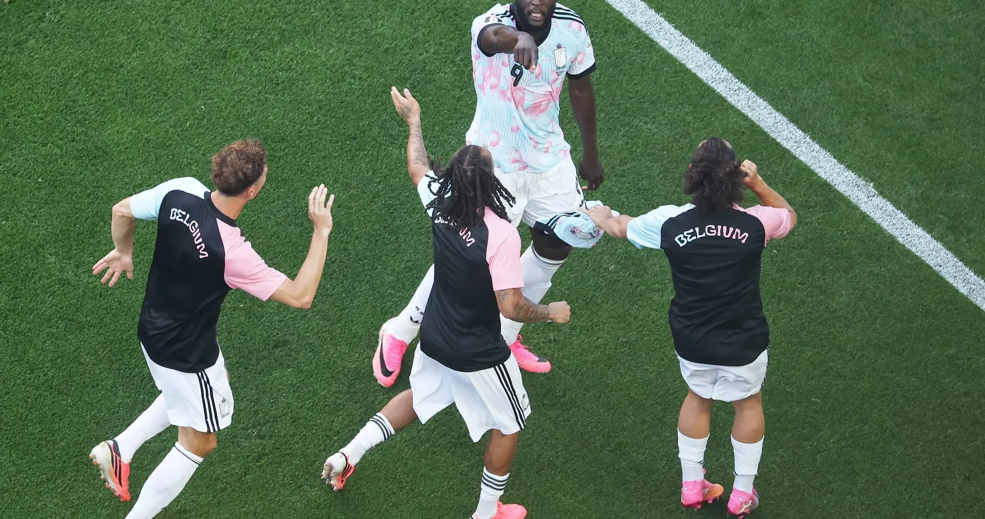 Belgian players celebrating a goal during match