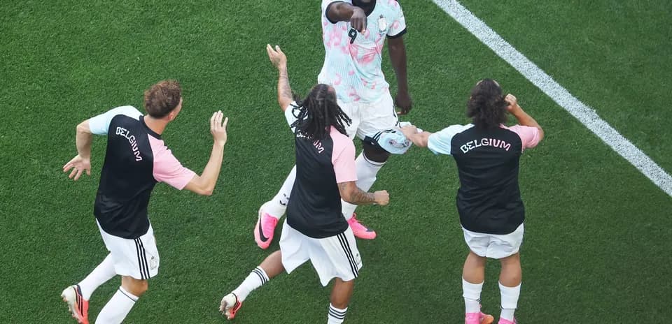 Belgian players celebrating a goal during match