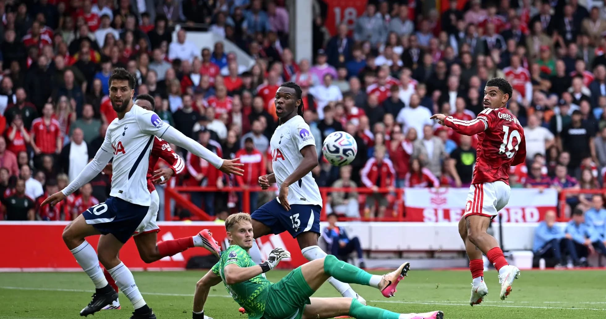 Nottingham Forest player shoots during Premier League match