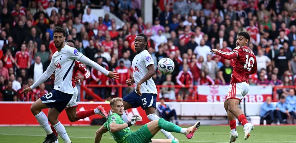 Nottingham Forest player shoots during Premier League match
