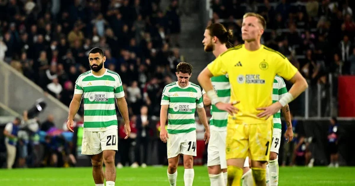 Celtic players walking off the pitch after defeat