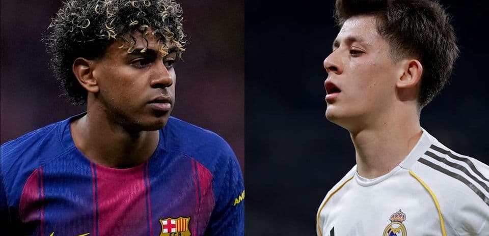 Players from Barcelona and Real Madrid facing each other