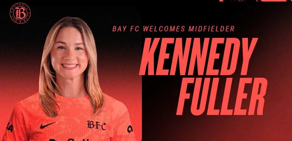 Kennedy Fuller in Bay FC jersey, welcoming graphic