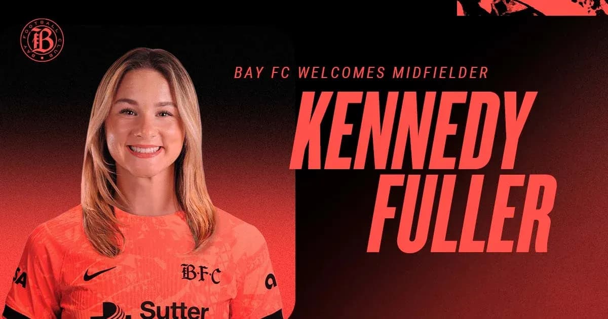 Kennedy Fuller in Bay FC jersey, welcoming graphic