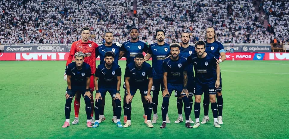 Pafos FC team lineup before Europa League match