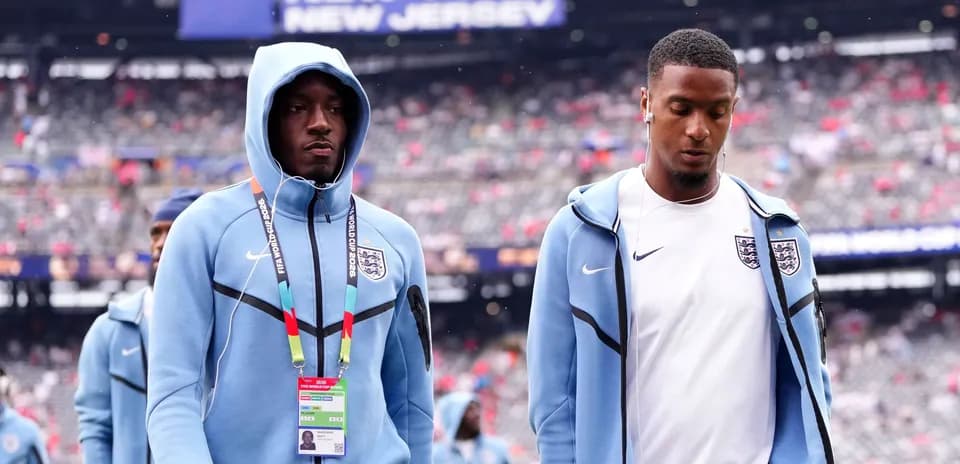 England players walking onto the pitch before match