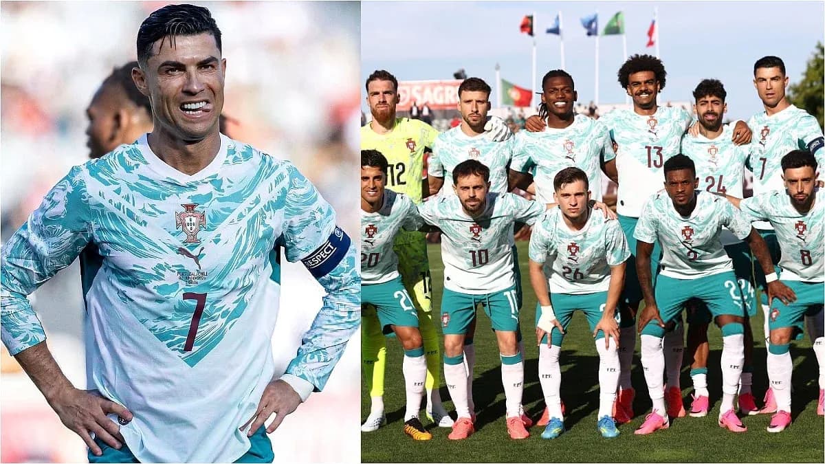 Cristiano Ronaldo and Portugal national team pose