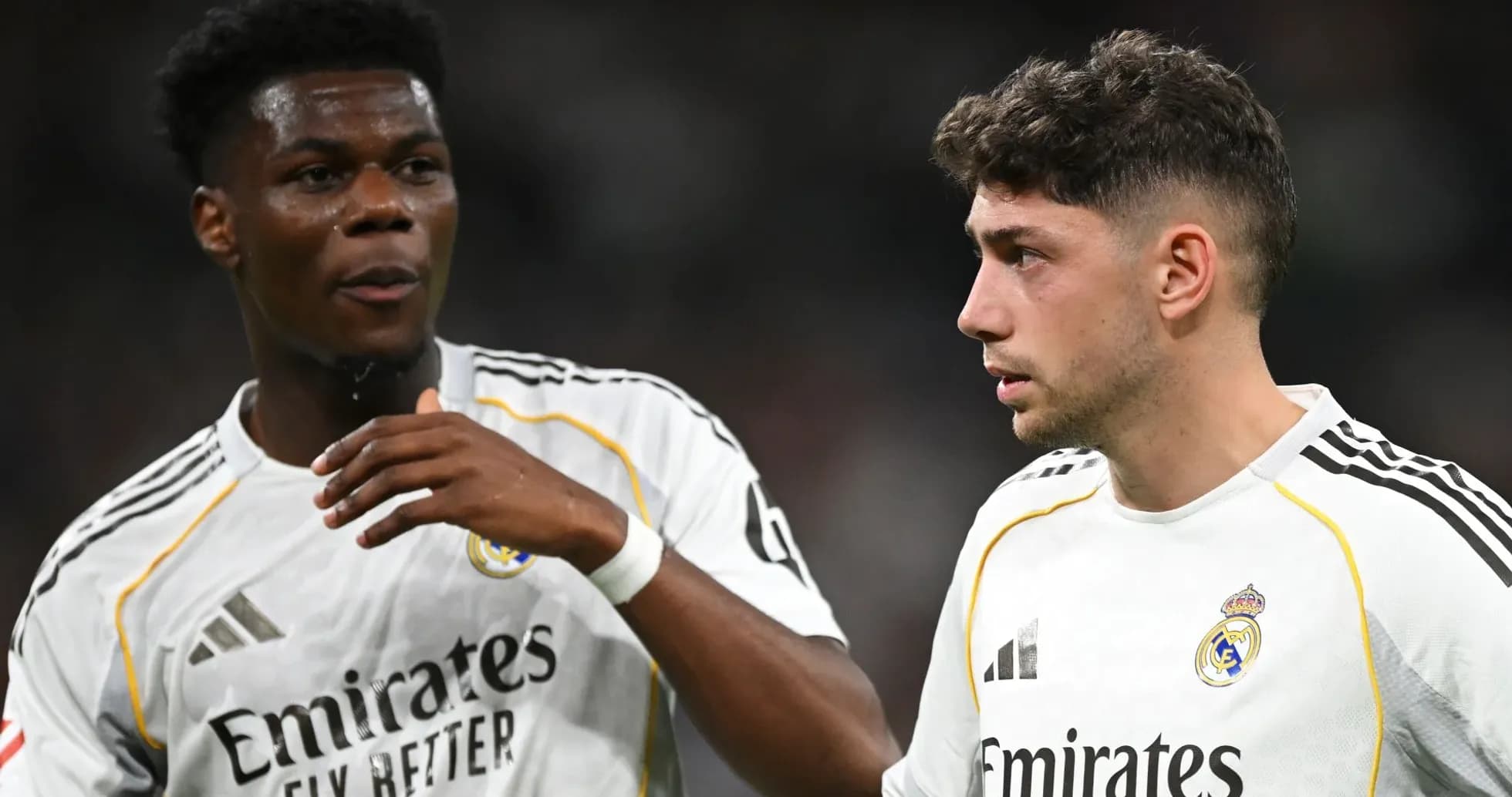 Two Real Madrid players discussing during match
