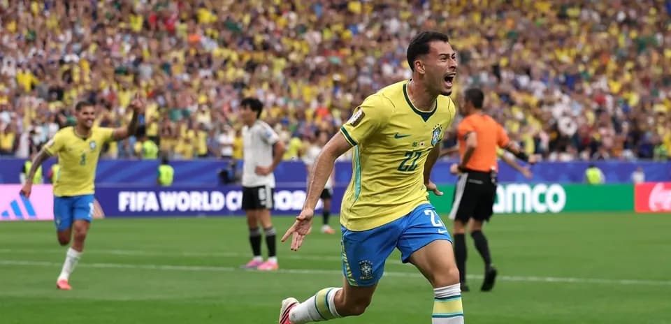 Brazil player celebrating a goal during match