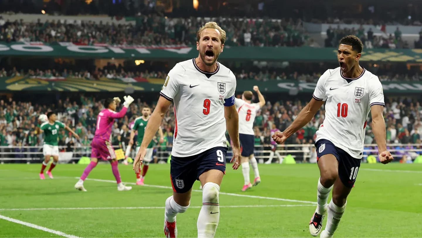 Harry Kane celebrating a goal against Mexico