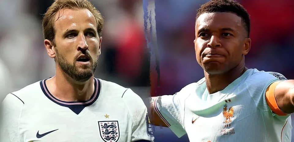 Harry Kane and Kylian Mbappé facing off