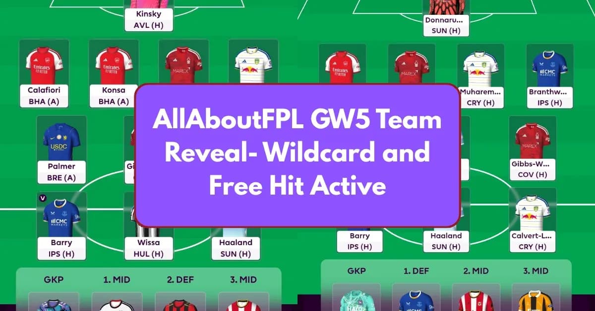 Fantasy Premier League team layout with player names