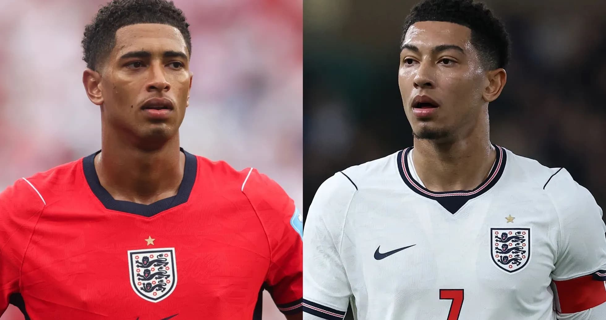 Two football players in England kits during matches