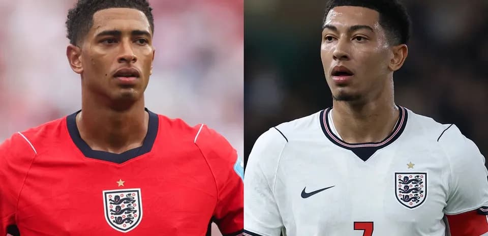 Two football players in England kits during matches