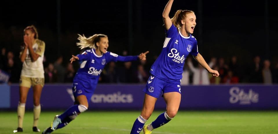 Everton player celebrating a goal during match