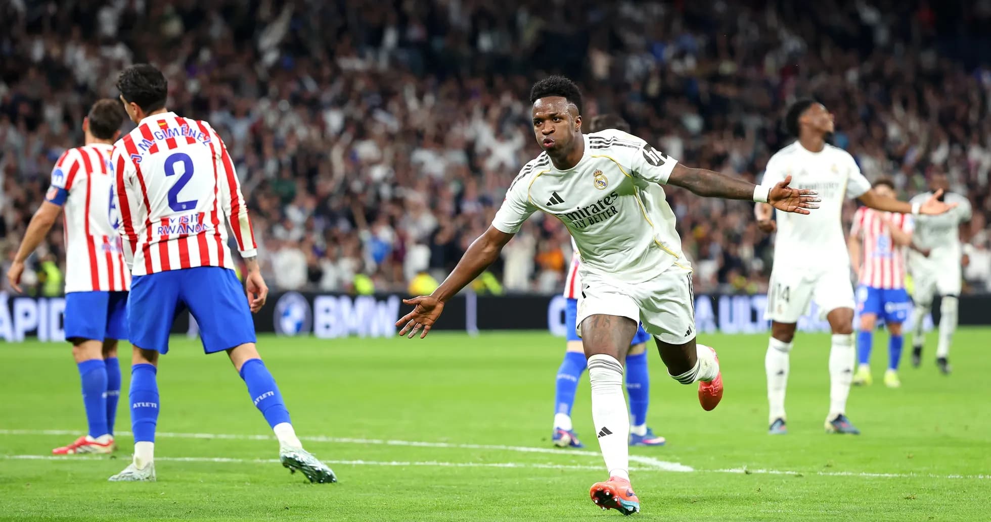 Vinicius Junior celebrating a goal against Atletico Madrid