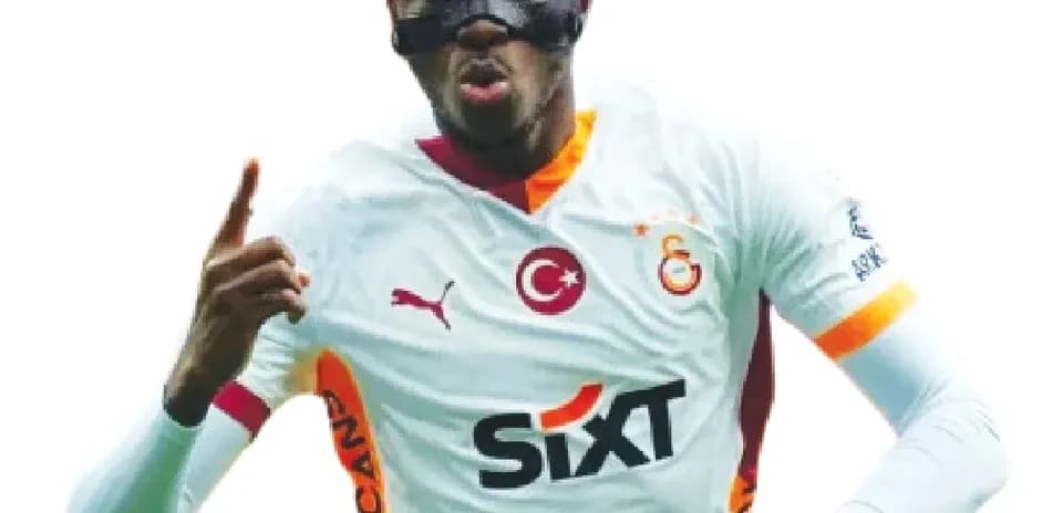 Player celebrating goal in Galatasaray jersey