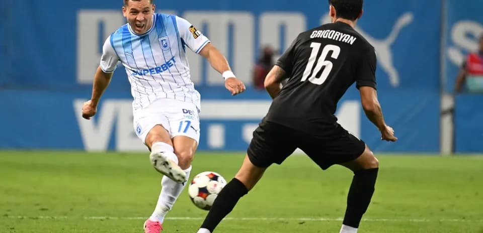 Player dribbling during Ararat-Armenia match