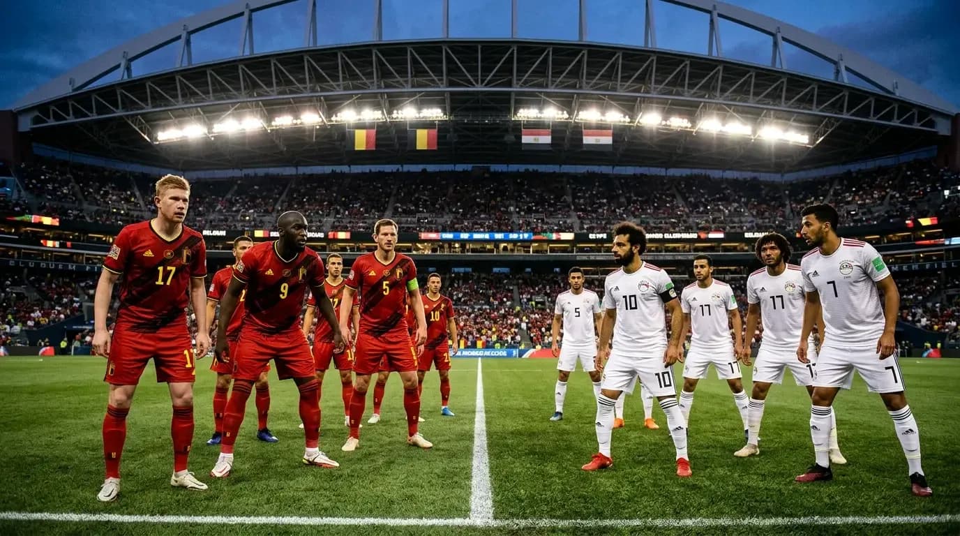 Belgium and Egypt players during World Cup match