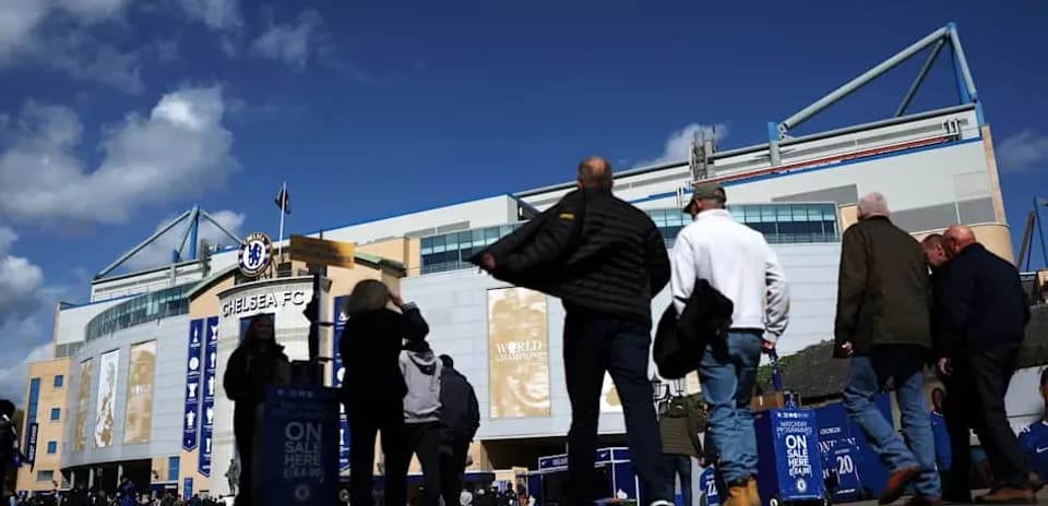 Fans arriving at Chelsea FC stadium on match day