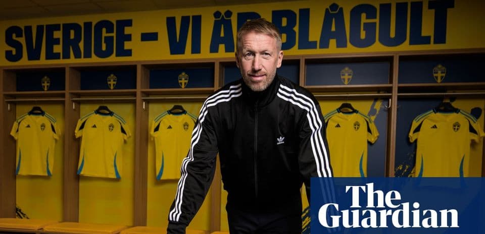 Coach in locker room with Sweden jerseys displayed