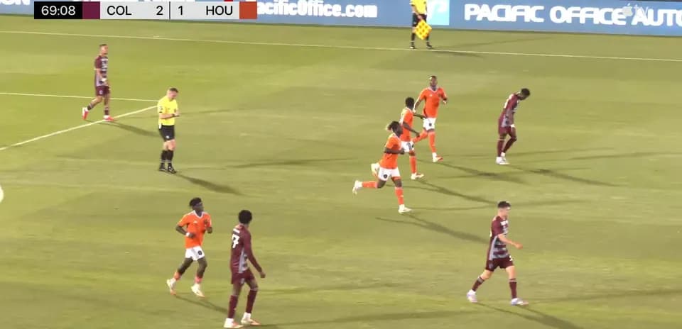 Houston Dynamo FC II players celebrating a goal