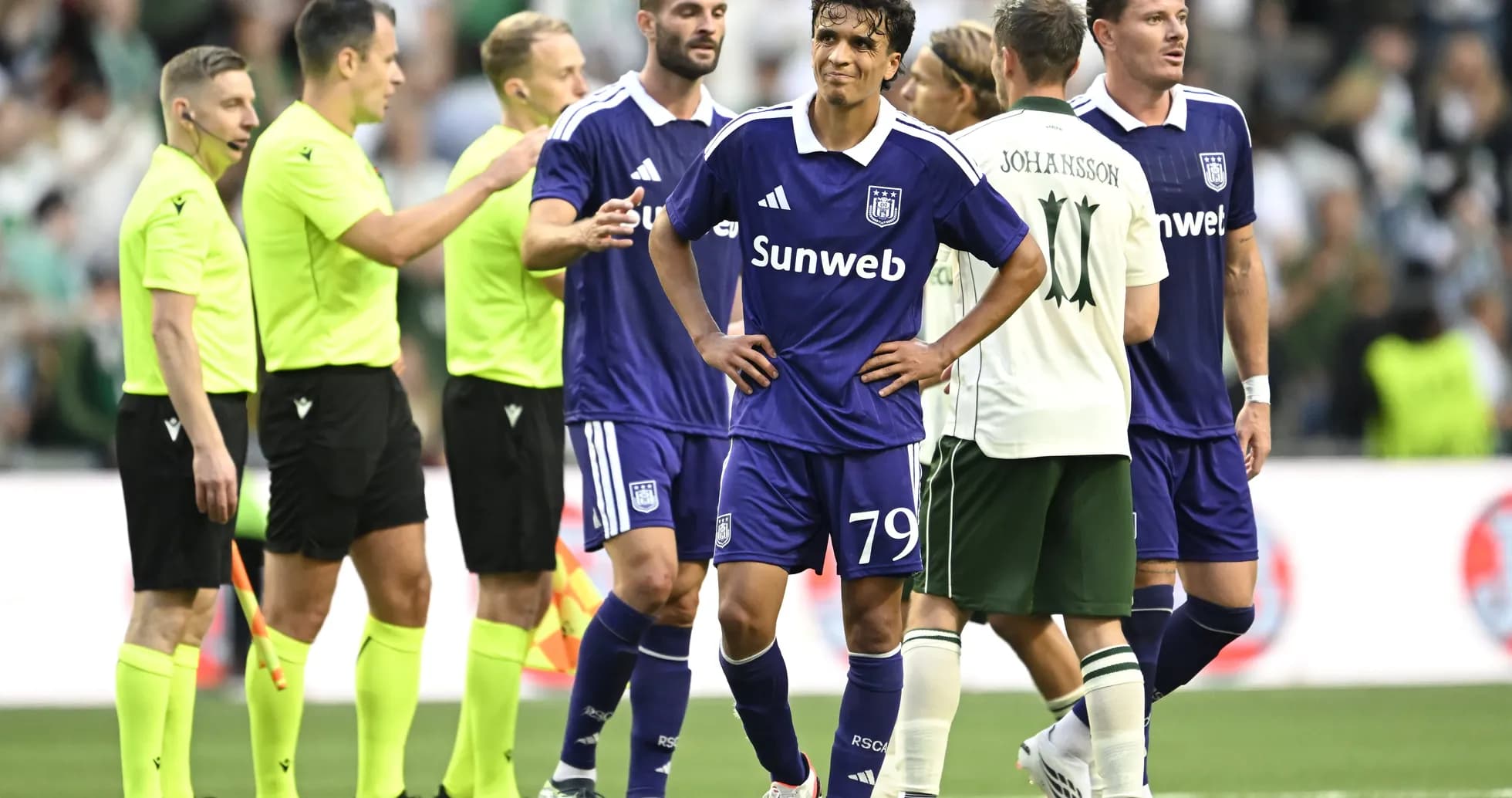 Anderlecht players during match against Hammarby FF