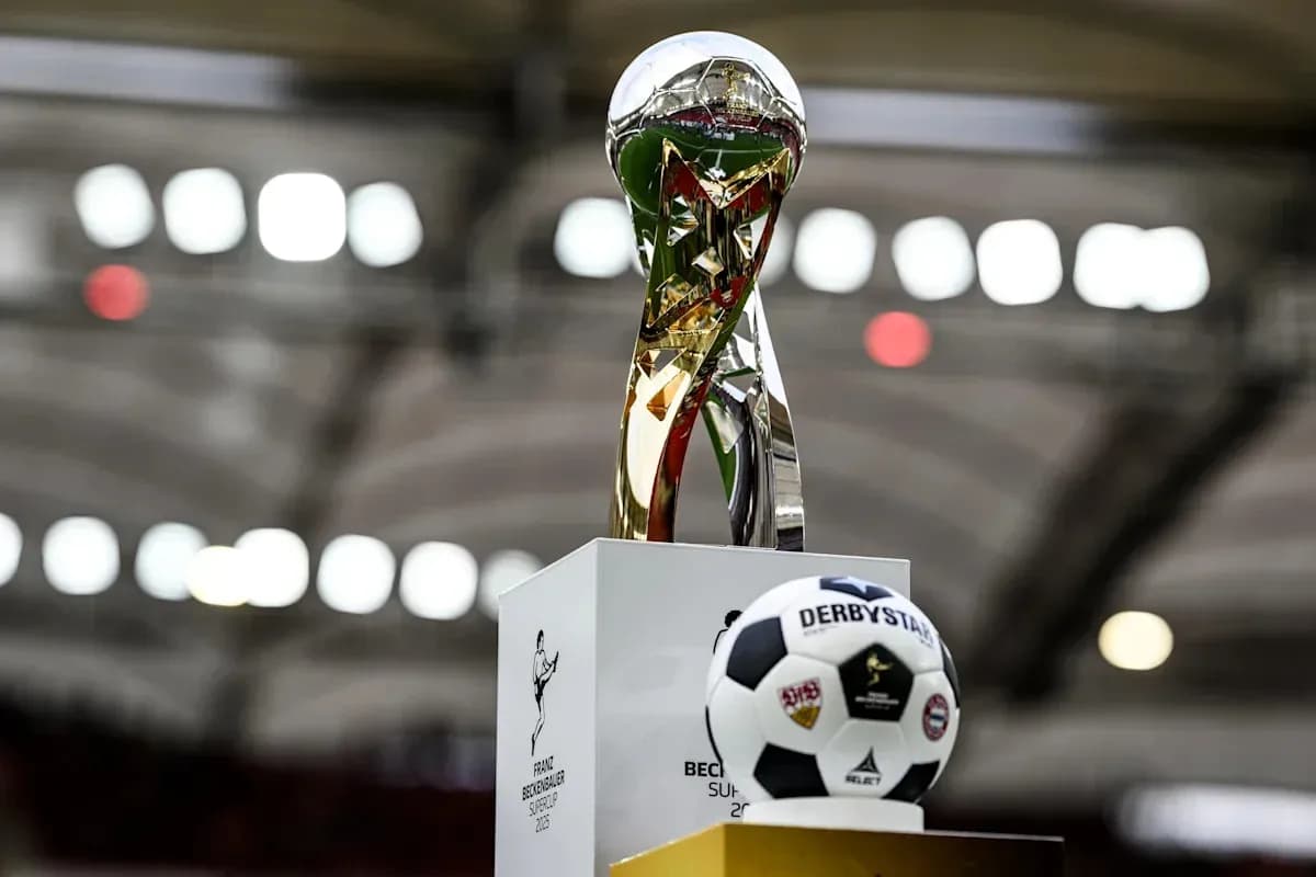 Franz Beckenbauer Supercup trophy with soccer ball