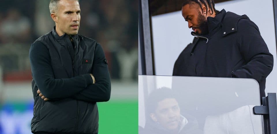 Two men observing the match from different viewpoints