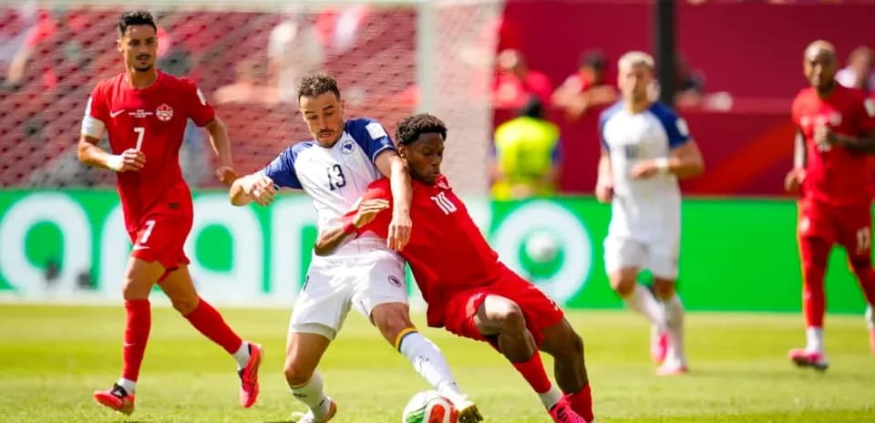 Players competing during Canada vs Bosnia match