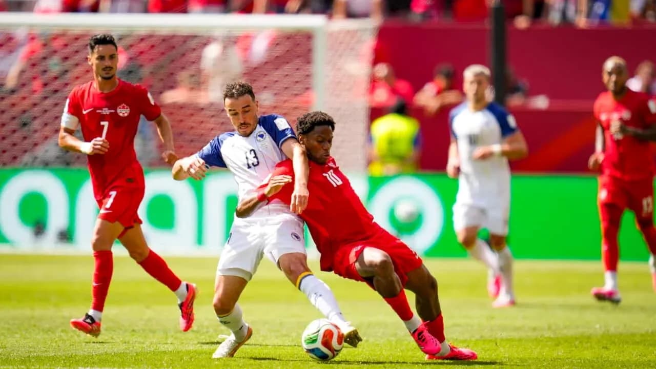 Players competing during Canada vs Bosnia match