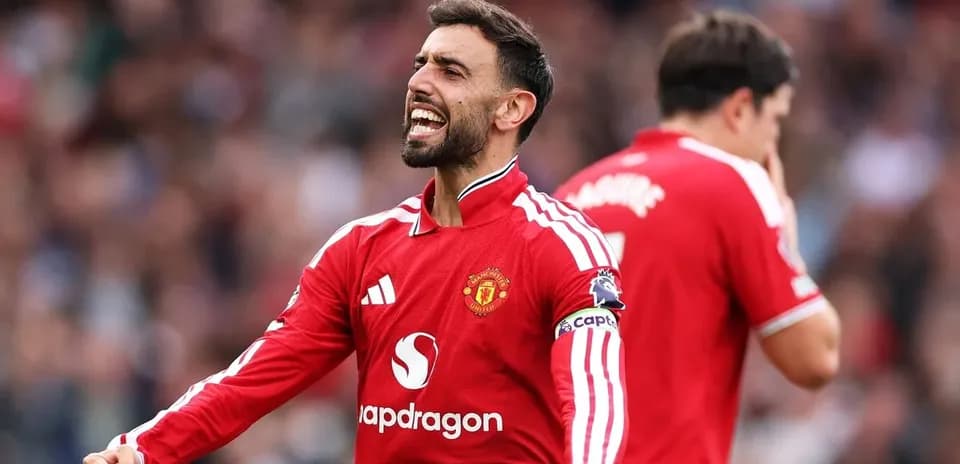 Bruno Fernandes celebrating during a Manchester United match