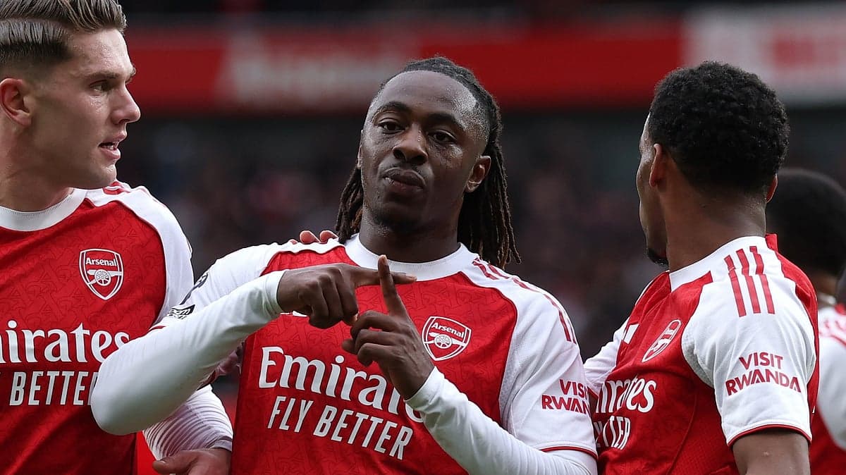 Arsenal players celebrating a goal during match