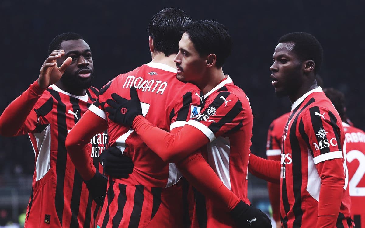 AC Milan players celebrating a goal during match