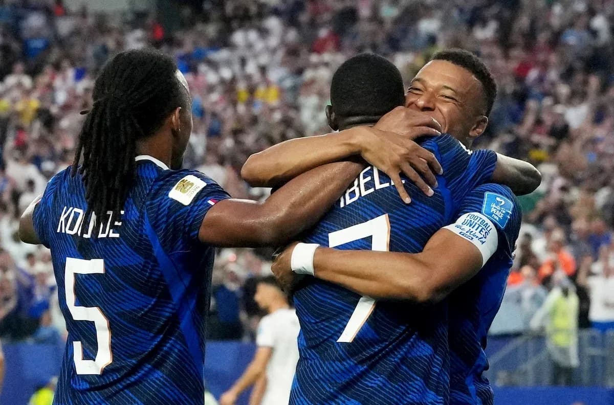 French players celebrating a goal during match