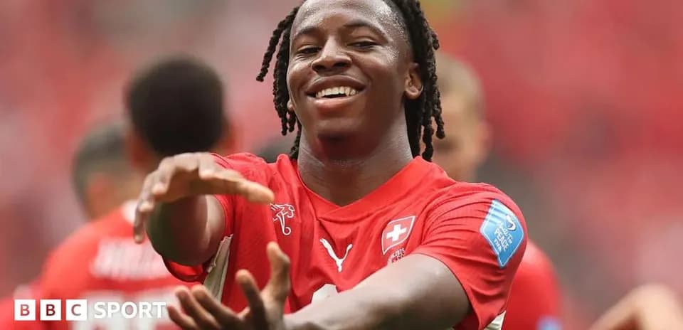 Player celebrating in Switzerland team jersey