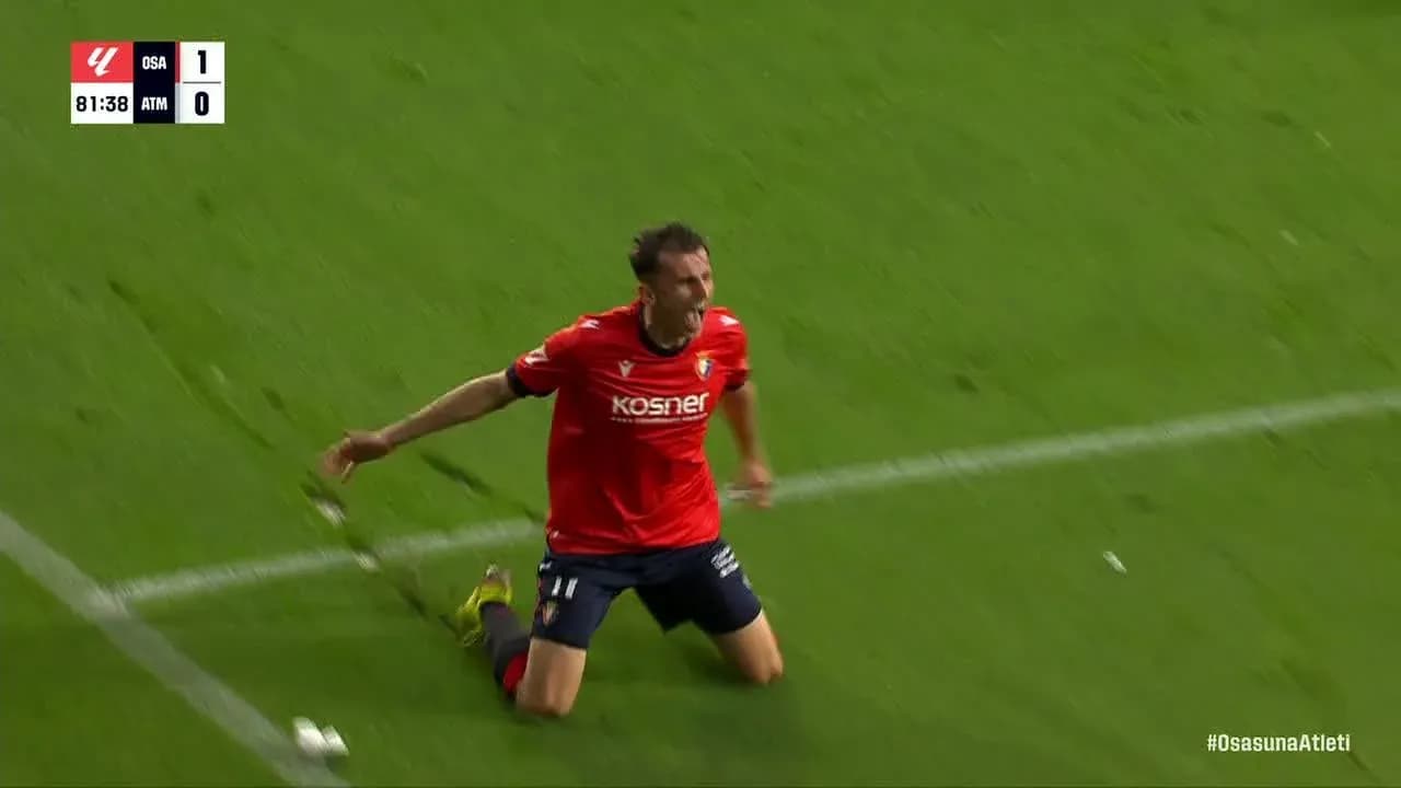 Osasuna player celebrating during La Liga match