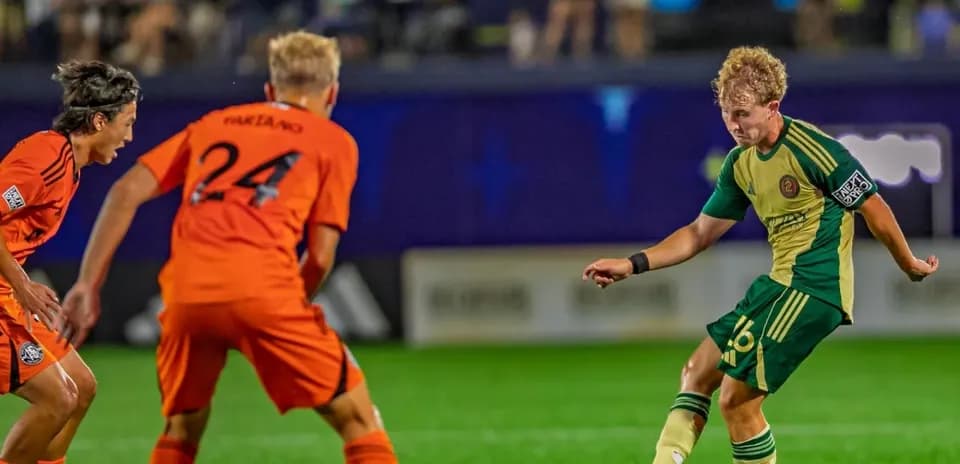 Player striking the ball during Atlanta United II match