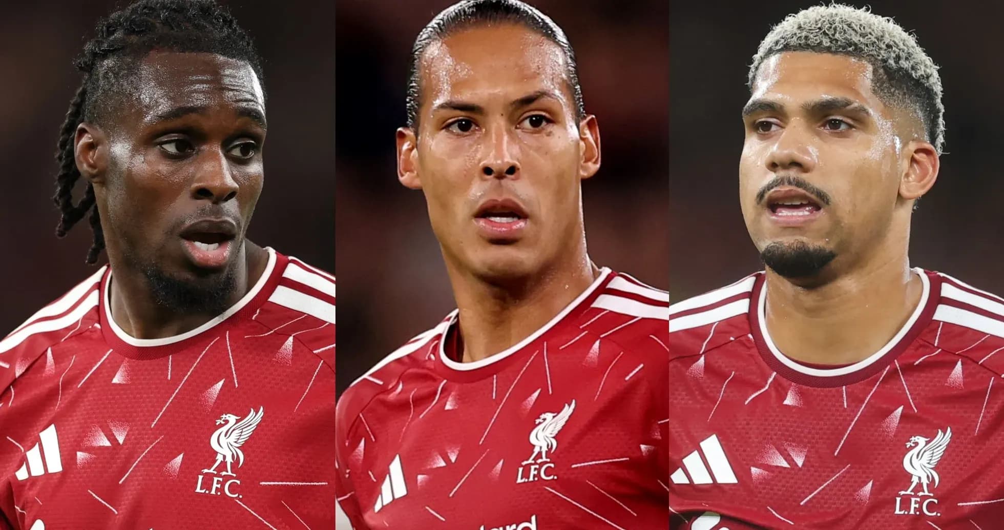 Three Liverpool FC players in red jerseys