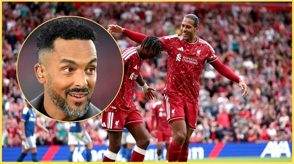 Liverpool players celebrating a goal during match