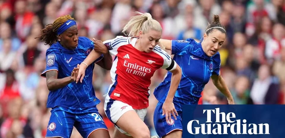 Two Chelsea players challenging Arsenal player for ball