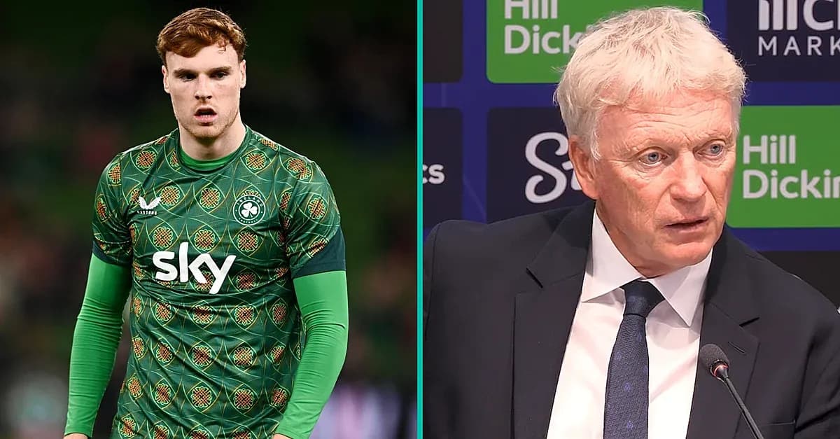 Football player in green kit and manager at press conference