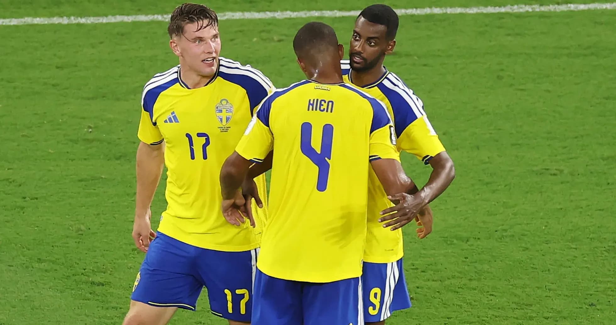 Sweden players celebrating during a match