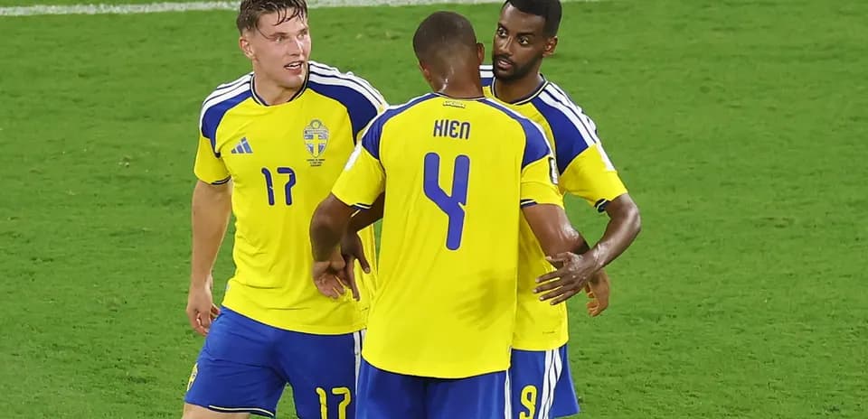 Sweden players celebrating during a match