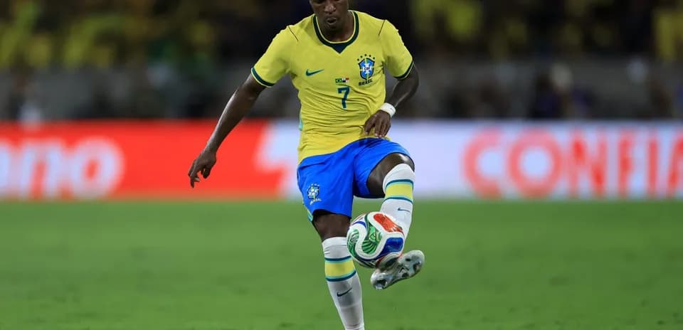 Brazil player controlling the ball during match